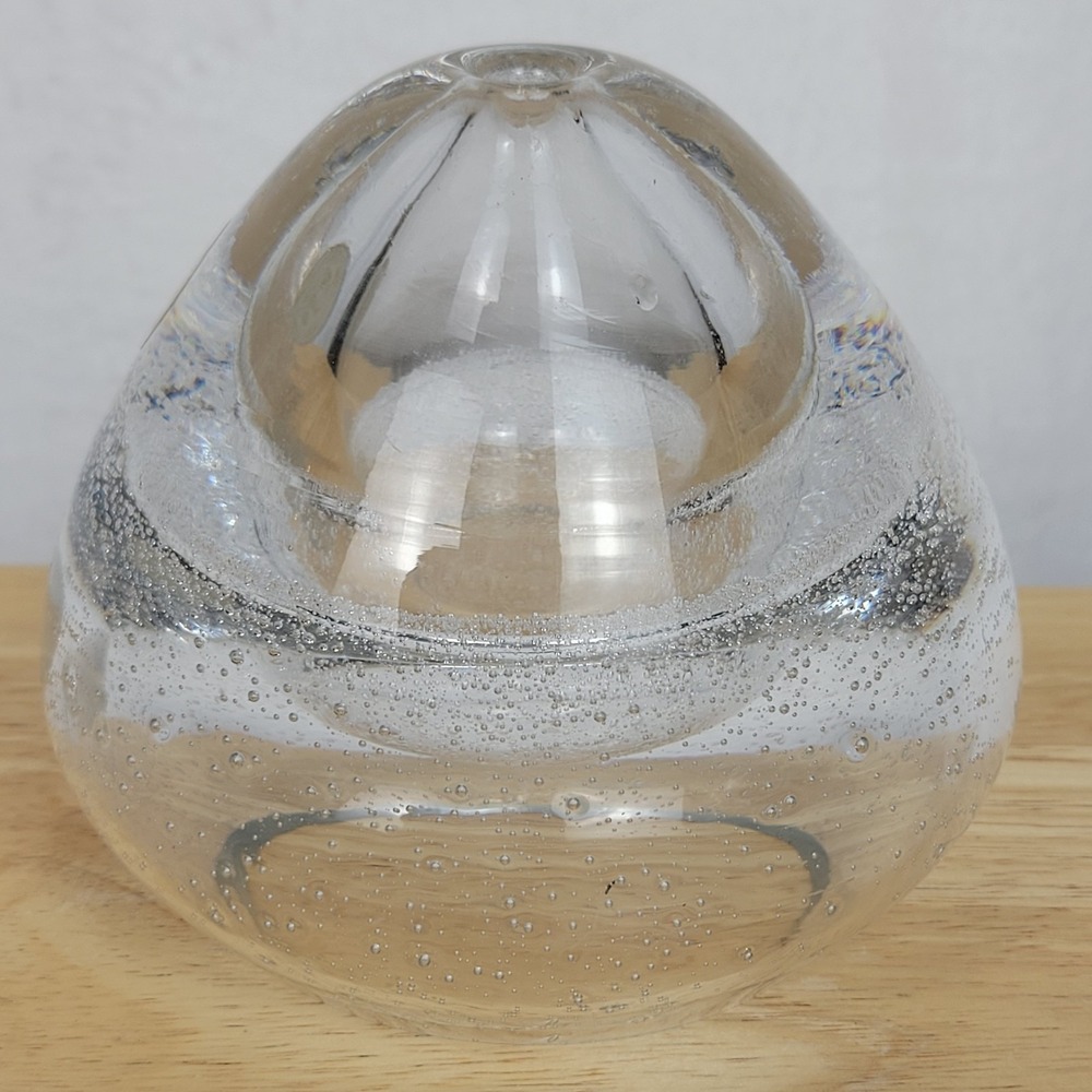 Crystal Clear Polish Mouth Blown Bubble Glass Votive Candle Holder 4" Modern
